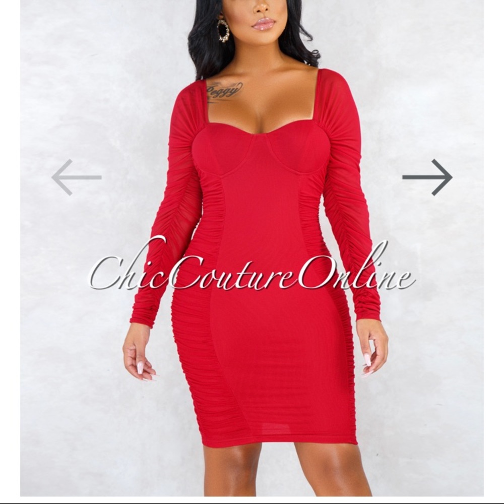 Sexy ruched red dress